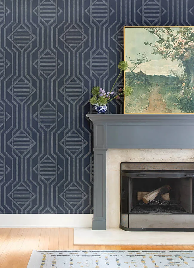A-Street Prints Essex wallpaper, color Navy, SKU 4147-27402