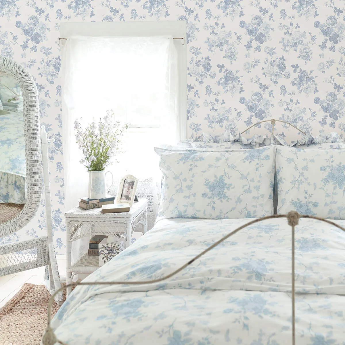 A-Street Prints Everblooming Rosettes wallpaper, color Dreamy Sky, SKU AST4102