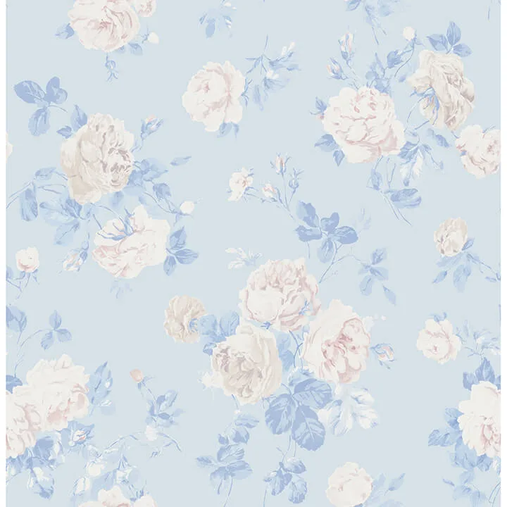A-Street Prints Everblooming Rosettes wallpaper, color Whisper Blue, SKU AST6492