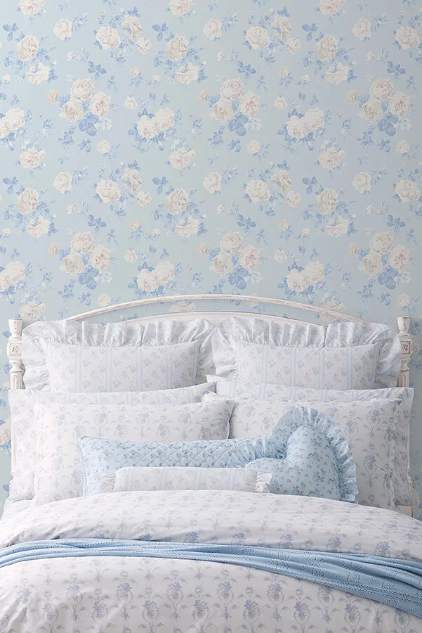 A-Street Prints Everblooming Rosettes wallpaper, color Whisper Blue, SKU AST6492