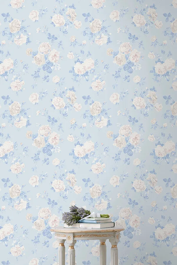 A-Street Prints Everblooming Rosettes - Whisper Blue Wallpaper | Buy Online A-Street Prints Everblooming Rosettes wallpaper, color Whisper Blue, SKU AST6492