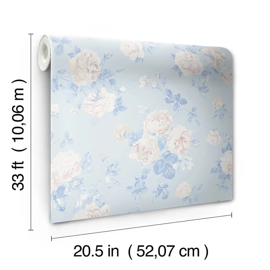 A-Street Prints Everblooming Rosettes - Whisper Blue Wallpaper | Buy Online A-Street Prints Everblooming Rosettes wallpaper, color Whisper Blue, SKU AST6492