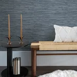 A-Street Prints Exhale Woven Faux Grasscloth wallpaper, color Indigo, SKU 4146-27260