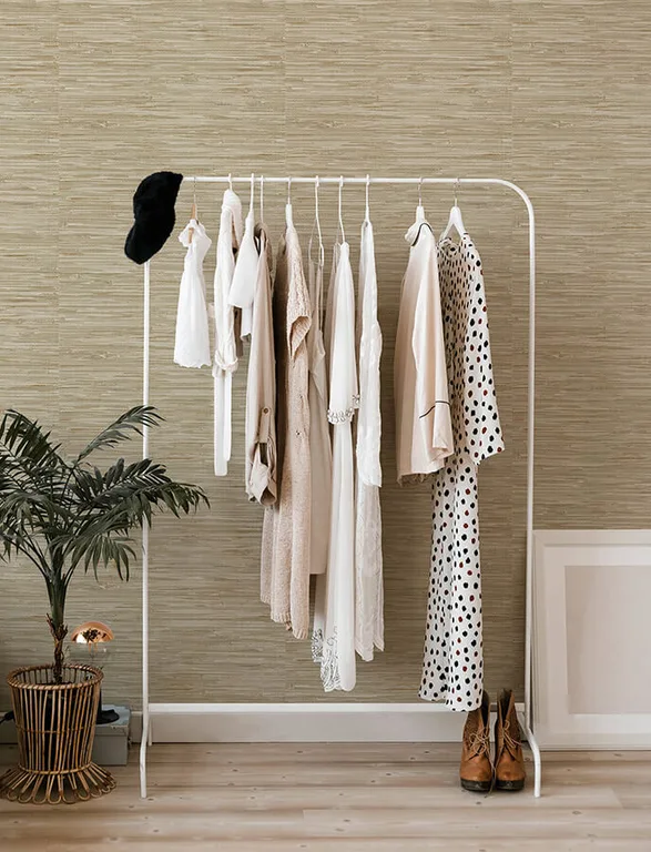 A-Street Prints Exhale Woven Faux Grasscloth wallpaper, color Light Brown, SKU 4146-27259