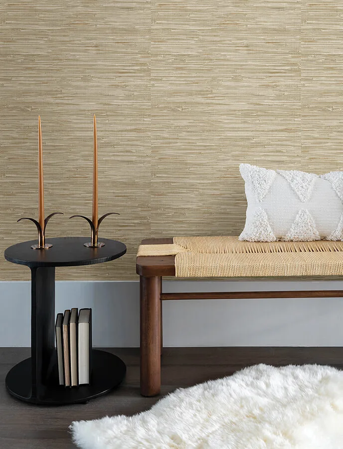 A-Street Prints Exhale Woven Faux Grasscloth wallpaper, color Light Brown, SKU 4146-27259