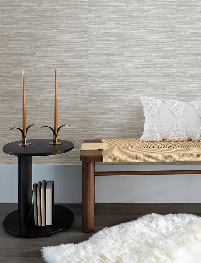 A-Street Prints Exhale Woven Faux Grasscloth wallpaper, color Light Grey, SKU 4146-27263