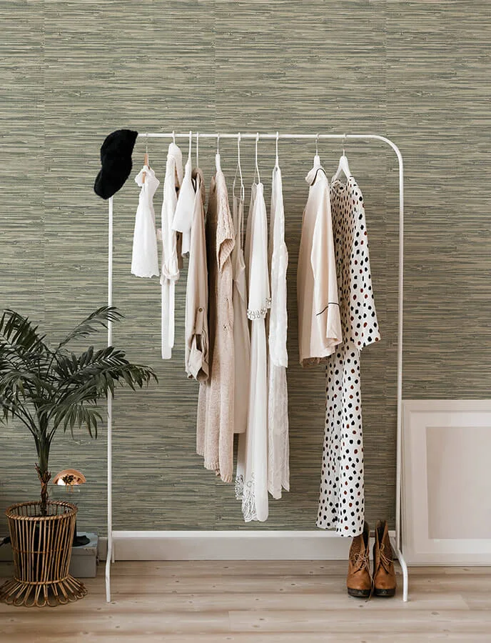 A-Street Prints Exhale Woven Faux Grasscloth wallpaper, color Moss, SKU 4146-27261