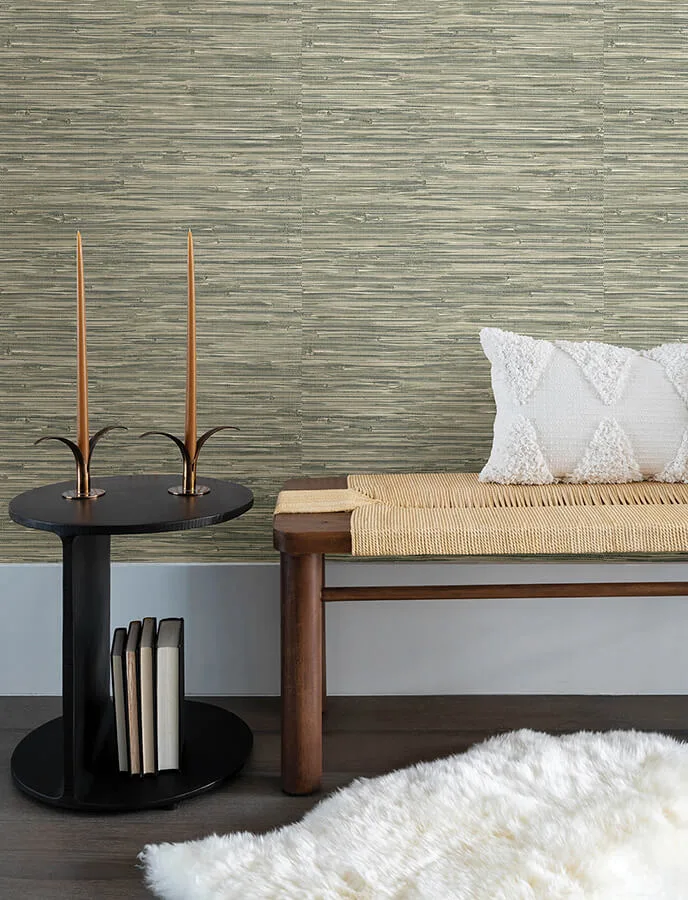 A-Street Prints Exhale Woven Faux Grasscloth - Moss Wallpaper | Buy Online A-Street Prints Exhale Woven Faux Grasscloth wallpaper, color Moss, SKU 4146-27261