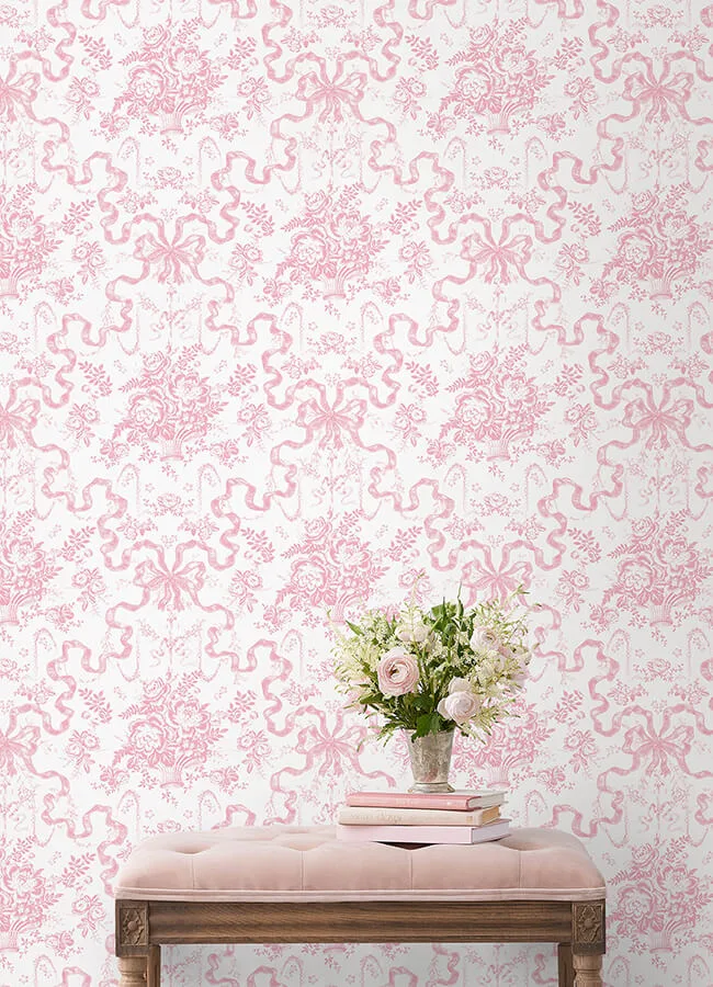 A-Street Prints Fairytale wallpaper, color Peony Pink, SKU AST6271
