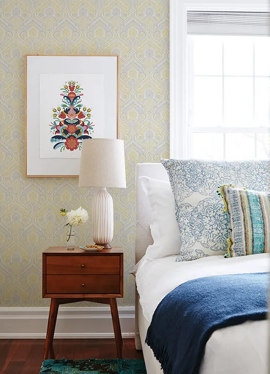 A-Street Prints Fernback wallpaper, color Yellow, SKU 4074-26615