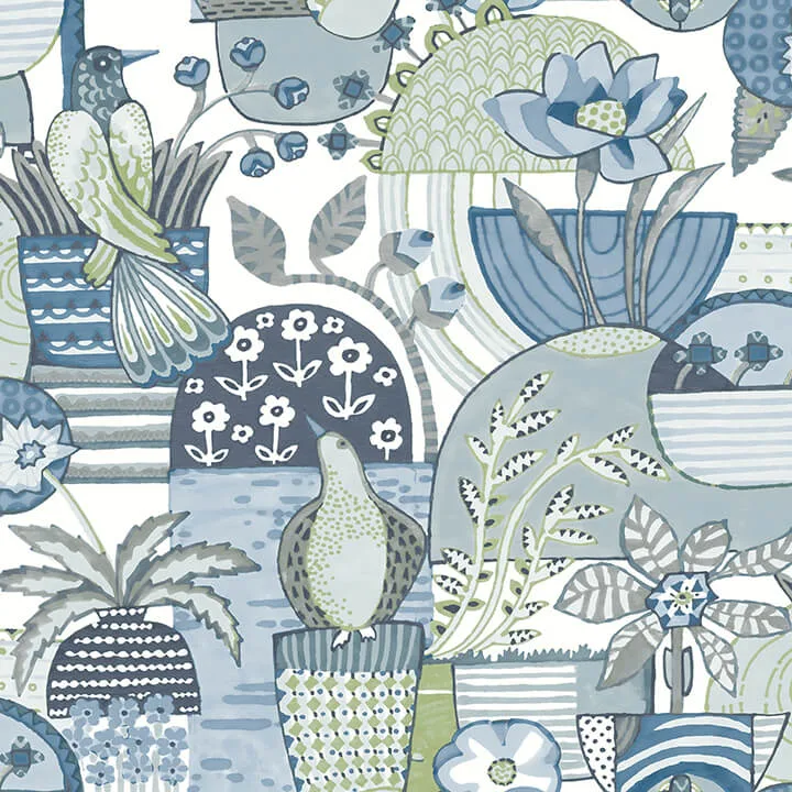 A-Street Prints Fika wallpaper, color Blue, SKU 4066-26555