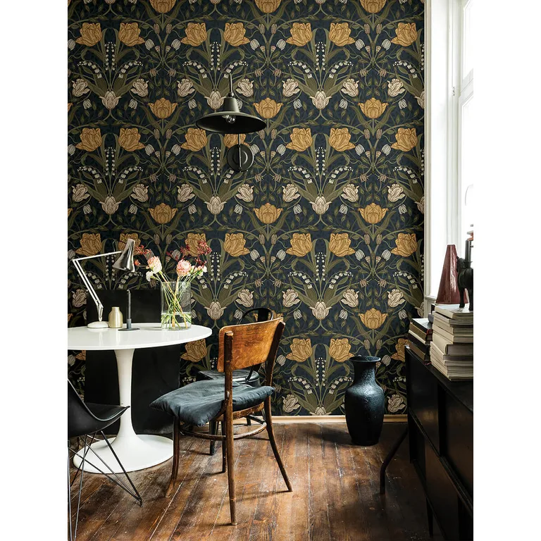 A-Street Prints Filippa wallpaper, color Navy, SKU 2999-44106