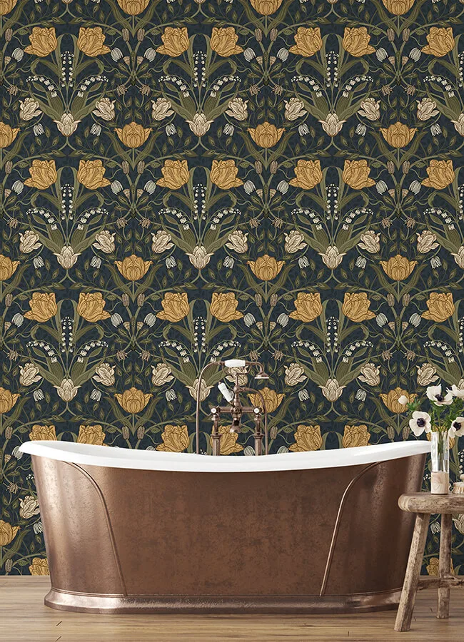 A-Street Prints Filippa - Navy Wallpaper | Buy Online A-Street Prints Filippa wallpaper, color Navy, SKU 4080-44106