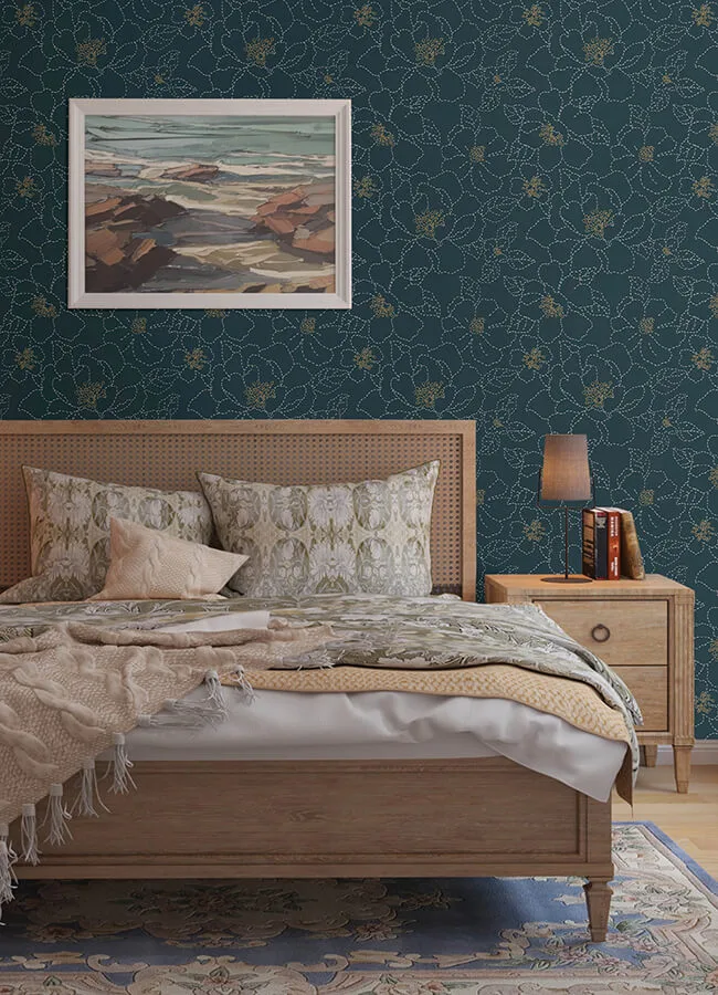 A-Street Prints Gardena wallpaper, color Indigo, SKU 4122-27009