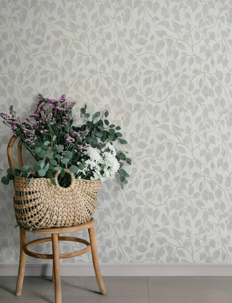 A-Street Prints Hängbjörk wallpaper, color Dove, SKU 4201-20106