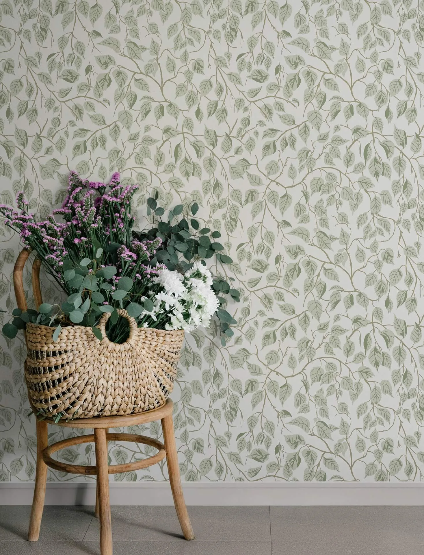 A-Street Prints Hängbjörk wallpaper, color Sage, SKU 4201-20107