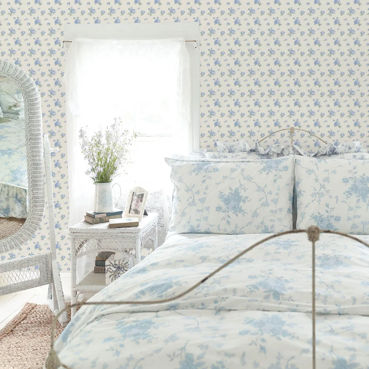 A-Street Prints Ikat Rose - Blue Wallpaper | Buy Online A-Street Prints Ikat Rose wallpaper, color Blue, SKU AST4107