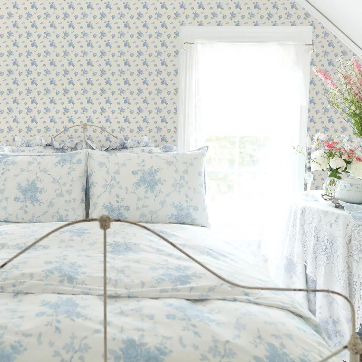A-Street Prints Ikat Rose - Blue Wallpaper | Buy Online A-Street Prints Ikat Rose wallpaper, color Blue, SKU AST4107