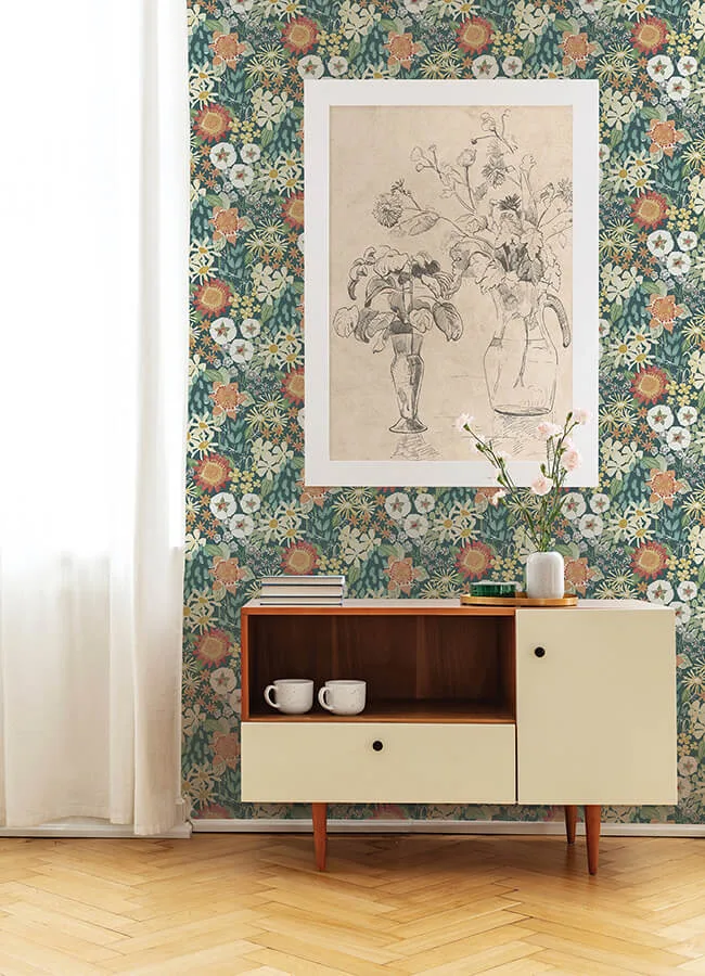 A-Street Prints Karina wallpaper, color Teal, SKU 4066-26520