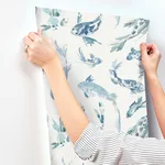 A-Street Prints Koi - Blue Wallpaper | Buy Online A-Street Prints Koi wallpaper, color Blue, SKU 4172-27500