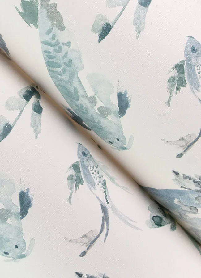 A-Street Prints Koi - Blue Wallpaper | Buy Online A-Street Prints Koi wallpaper, color Blue, SKU 4172-27500