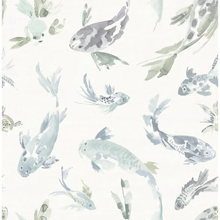A-Street Prints Koi wallpaper, color Seafoam, SKU 4172-27502