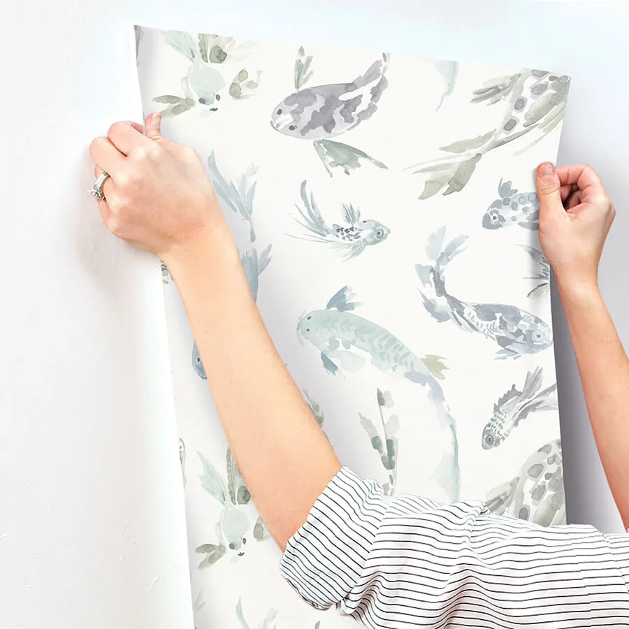 A-Street Prints Koi wallpaper, color Seafoam, SKU 4172-27502