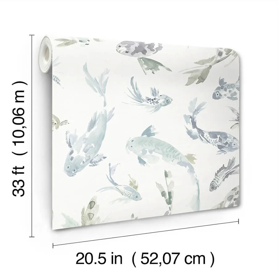 A-Street Prints Koi wallpaper, color Seafoam, SKU 4172-27502