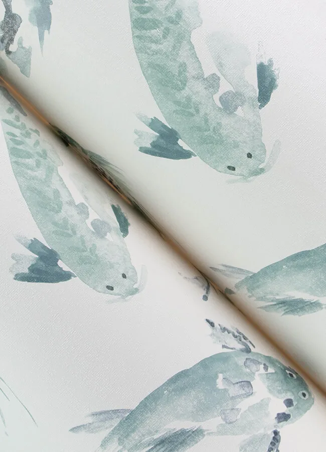 A-Street Prints Koi wallpaper, color Seafoam, SKU 4172-27502