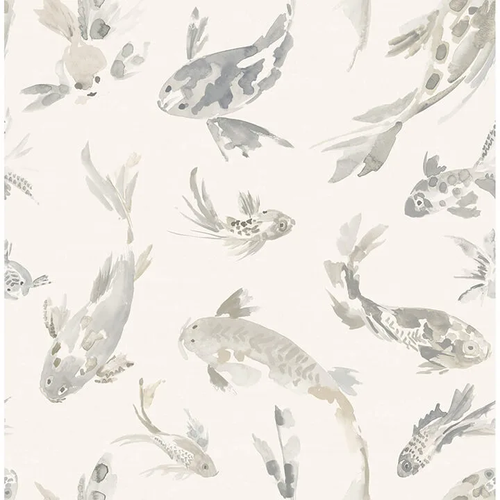 A-Street Prints Koi wallpaper, color Stone, SKU 4172-27503