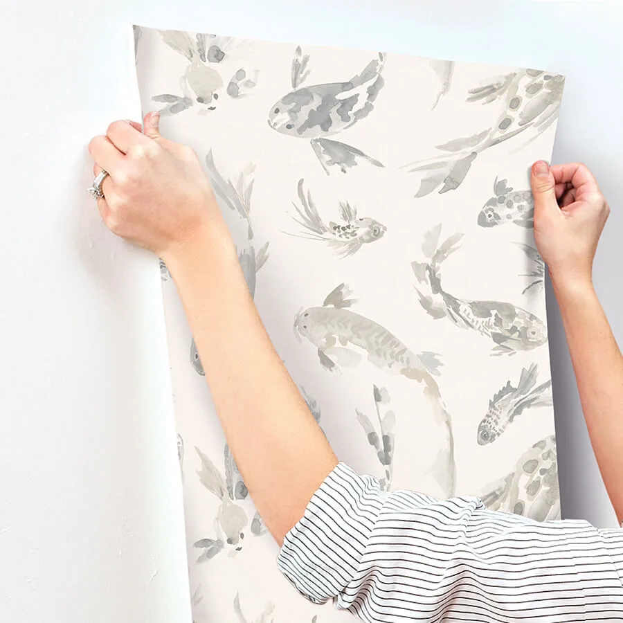 A-Street Prints Koi - Stone Wallpaper | Buy Online A-Street Prints Koi wallpaper, color Stone, SKU 4172-27503