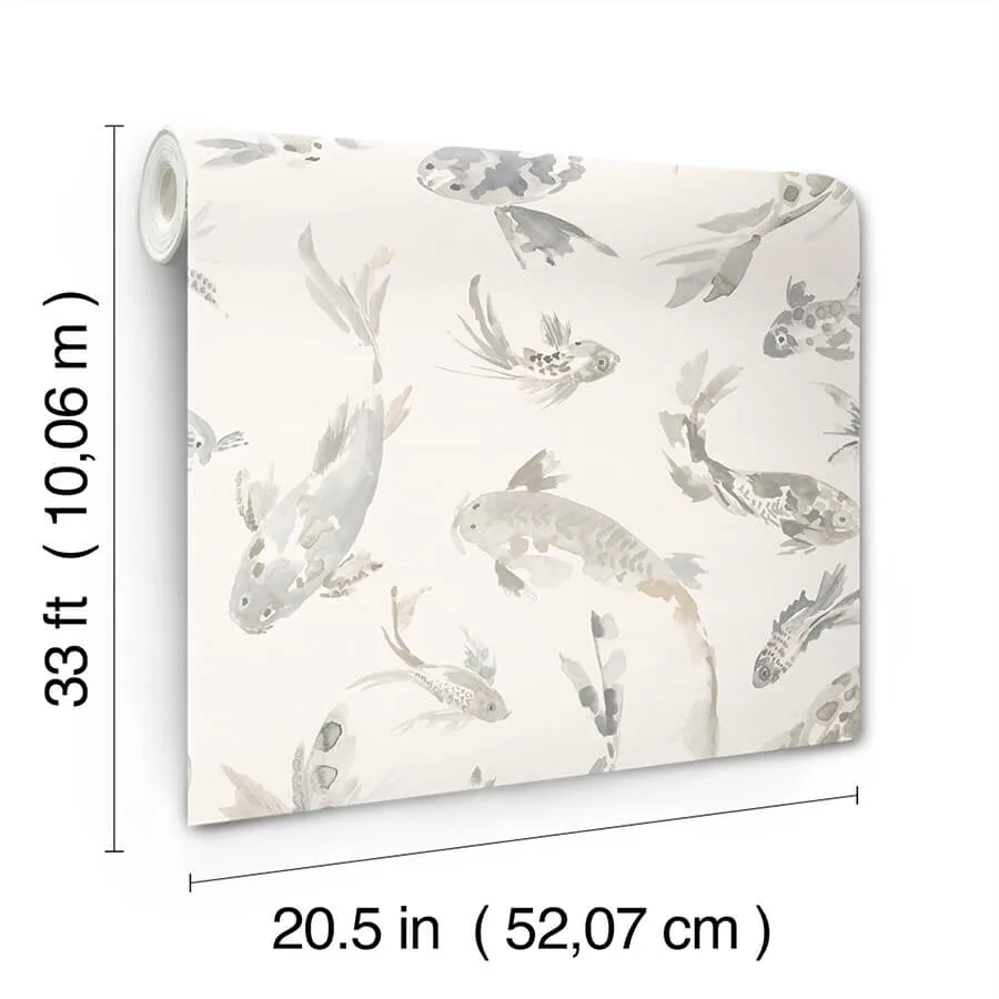 A-Street Prints Koi - Stone Wallpaper | Buy Online A-Street Prints Koi wallpaper, color Stone, SKU 4172-27503