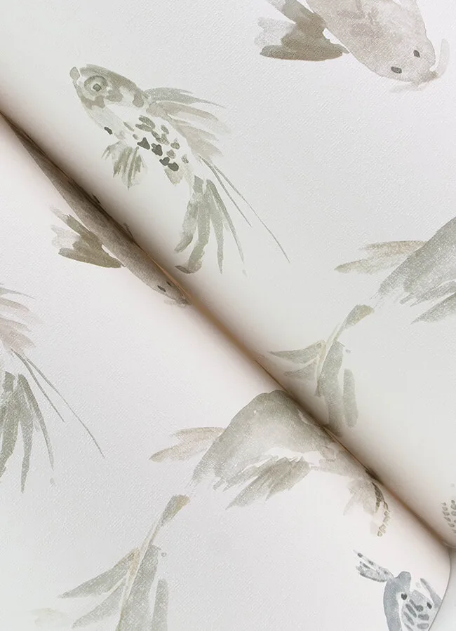 A-Street Prints Koi - Stone Wallpaper | Buy Online A-Street Prints Koi wallpaper, color Stone, SKU 4172-27503