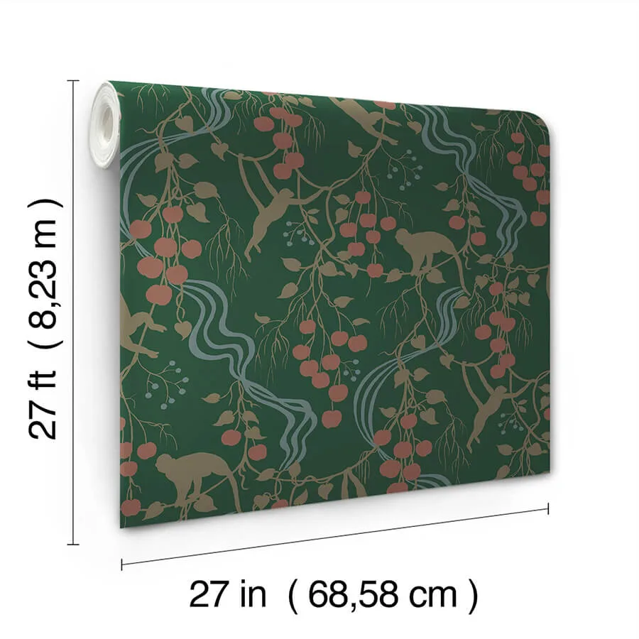 A-Street Prints Linden wallpaper, color Dark Green, SKU 4147-80008