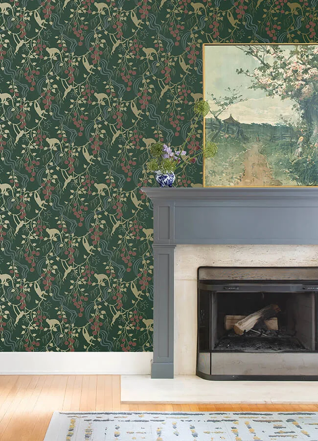 A-Street Prints Linden wallpaper, color Dark Green, SKU 4147-80008
