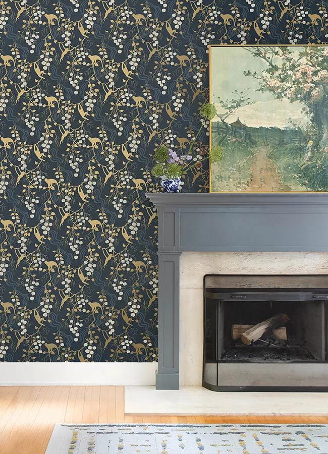 A-Street Prints Linden wallpaper, color Navy, SKU 4147-80010