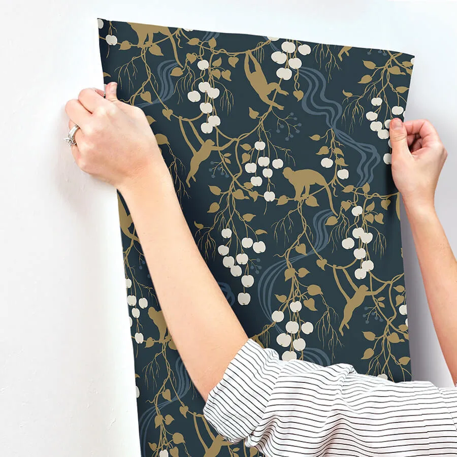 A-Street Prints Linden wallpaper, color Navy, SKU 4147-80010