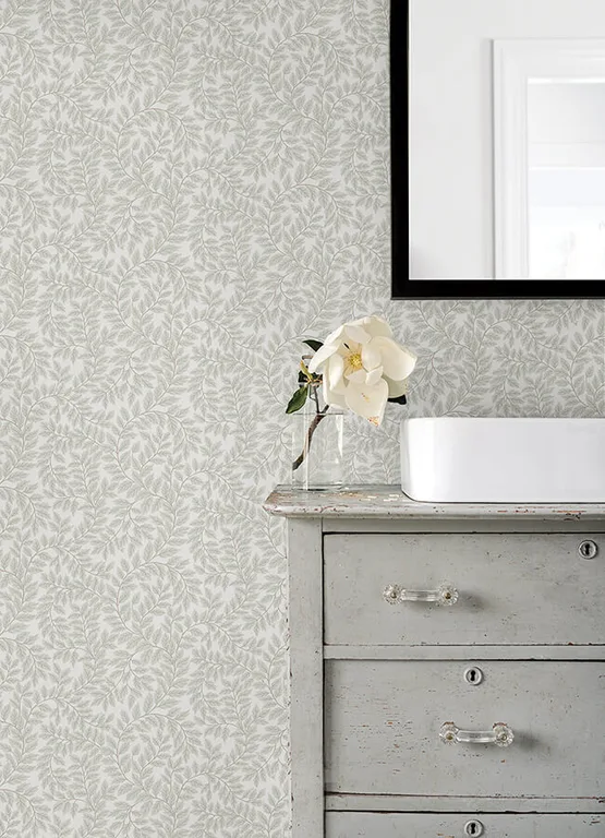 A-Street Prints Lindlöv wallpaper, color Light Grey, SKU 4143-34017