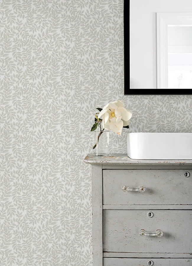 A-Street Prints Lindlöv wallpaper, color Light Grey, SKU 4143-34017