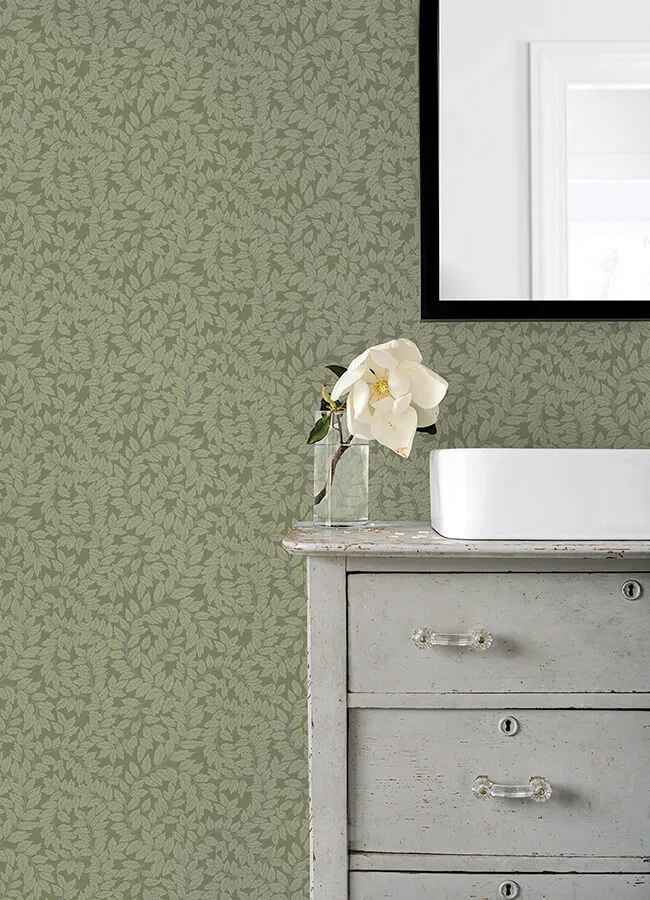 A-Street Prints Lindlöv wallpaper, color Moss, SKU 4143-34020