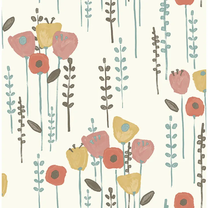 A-Street Prints Mabel wallpaper, color Coral, SKU 4135-27278