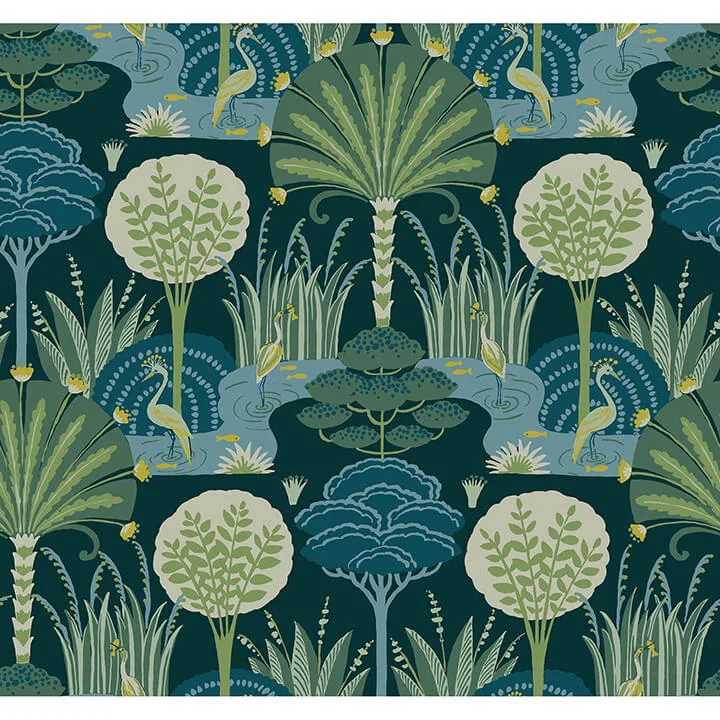A-Street Prints Mandeville wallpaper, color Teal, SKU 4034-72123