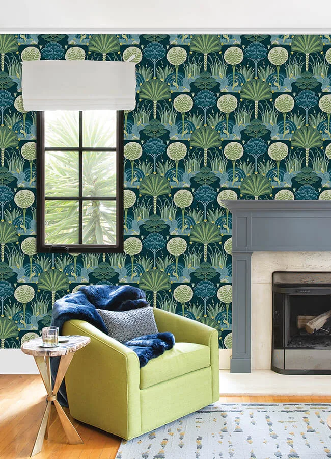 A-Street Prints Mandeville wallpaper, color Teal, SKU 4034-72123