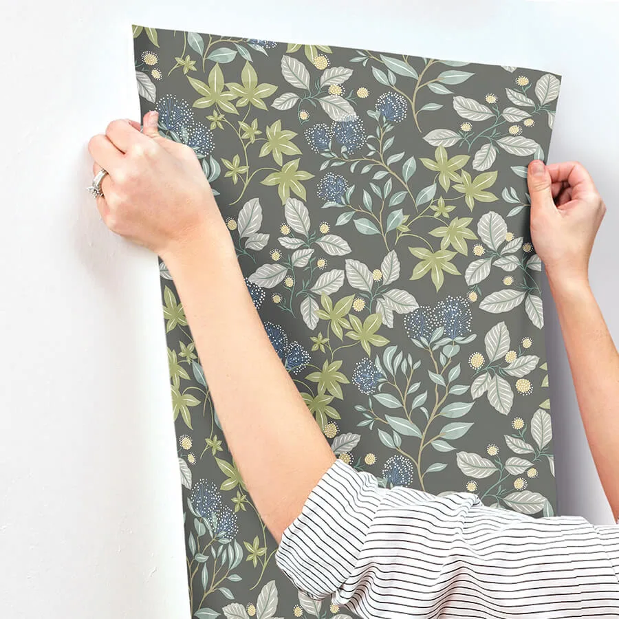 A-Street Prints Mildred wallpaper, color Charcoal, SKU 4155-72815