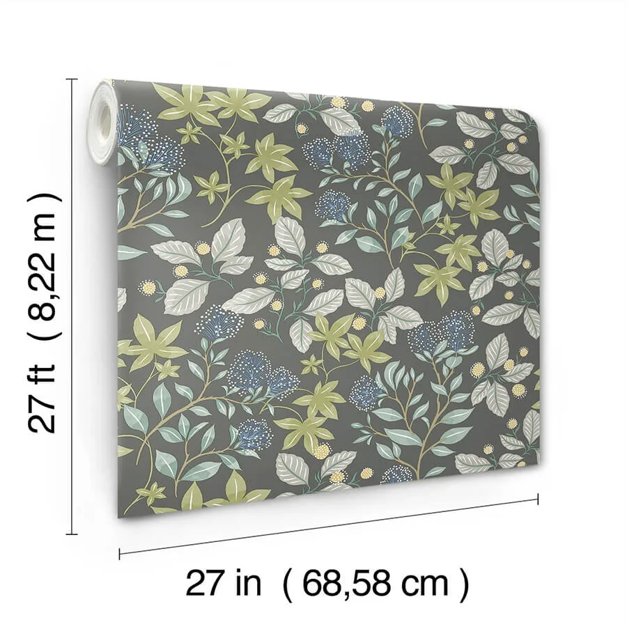 A-Street Prints Mildred wallpaper, color Charcoal, SKU 4155-72815