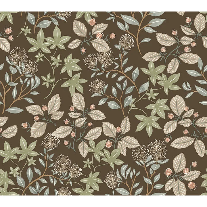 A-Street Prints Mildred wallpaper, color Espresso, SKU 4155-72816