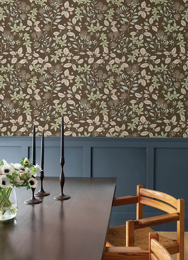 A-Street Prints Mildred wallpaper, color Espresso, SKU 4155-72816