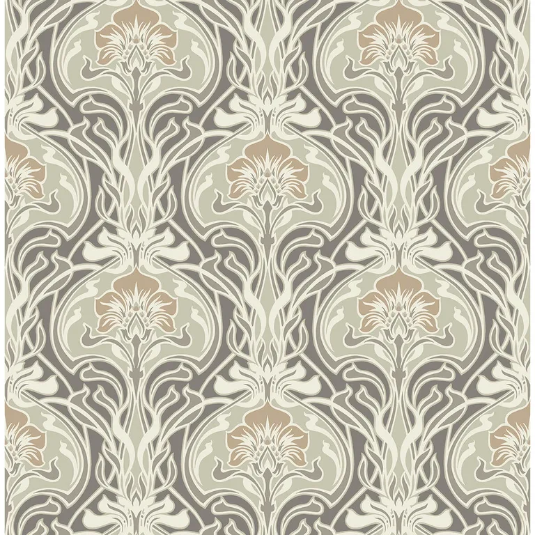 A-Street Prints Mucha wallpaper, color Dark Grey, SKU 2970-26150