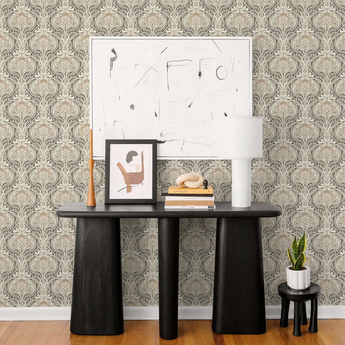 A-Street Prints Mucha wallpaper, color Dark Grey, SKU 2970-26150
