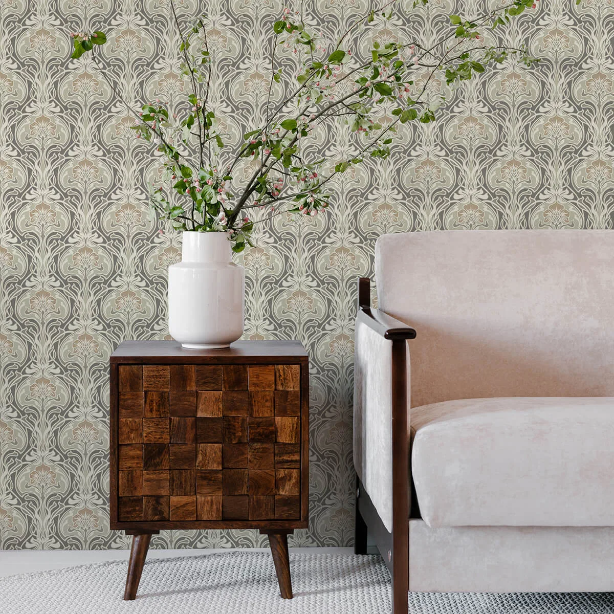 A-Street Prints Mucha - Dark Grey Wallpaper | Buy Online A-Street Prints Mucha wallpaper, color Dark Grey, SKU 2970-26150
